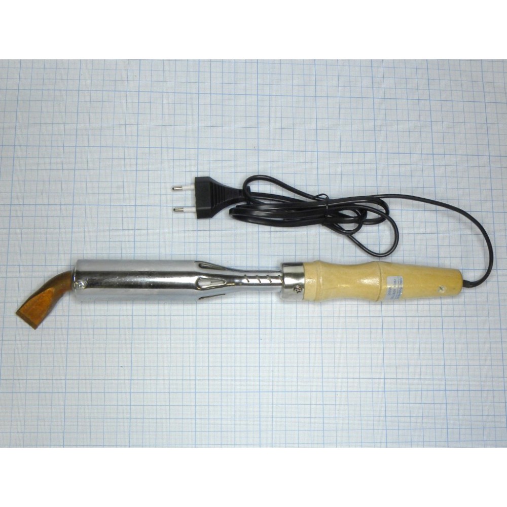 Изображение товара Паяльник 200 Вт с деревянной ручкой и медным плоским жалом