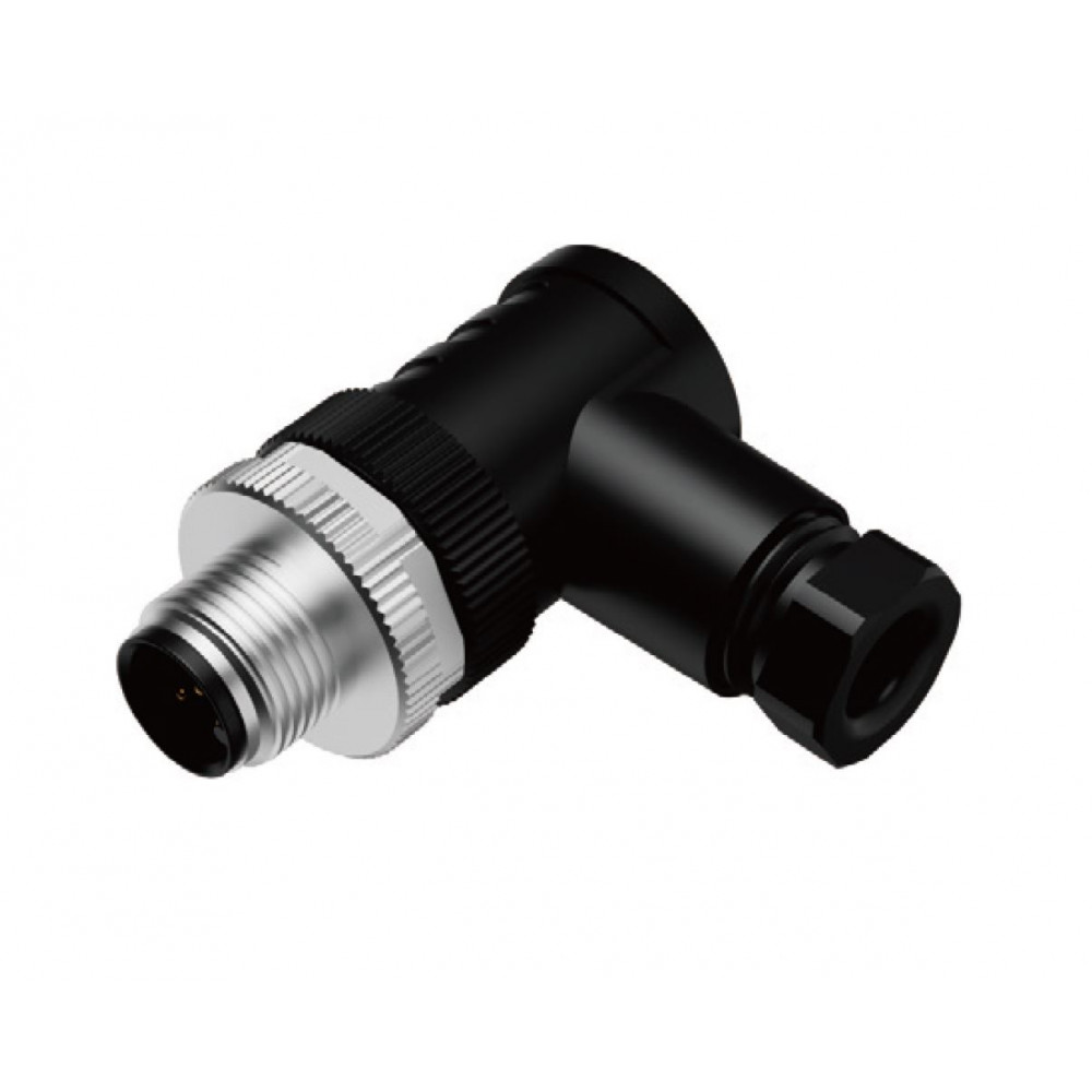 Изображение товара Вилочный разъем M12 угловой 12 полюсов цинк пластиковый корпус A-Code