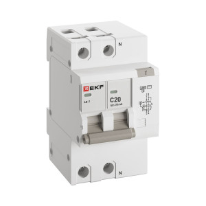 Дифференциальный автомат АД-2 20А/ 30мА (хар. C, AC, электронный) 6кА PROxima DA2-6-20-30-pro