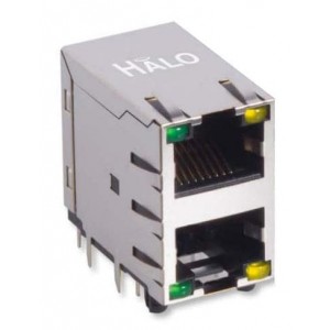 HCJ21-802SK-L12, Модульные соединители / соединители Ethernet Shielded 2X1 Stacked RJ45 G/Y LED