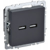 IEK BRITE BASE Графит Розетка USB A+A 3,1А РЮ10-1-БрГ