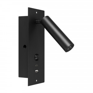 Светильник SP-BED-CHARGE-BUILT-S80x230-3W Warm3000 (BK, 20 deg, 230V, USB-A, USB-C) 046880, Встраиваемый настенный светильник. Мощность 3 Вт, св. поток 180 лм, 60 лм/Вт, теплый 3000 K, CRI>80, угол 20°, напряжение питания 230 В. Черный прямоугольный корпус из алюминия, степень защиты IP20. Размер основания 80х230х1,5 мм. Размер светоизлучателя O