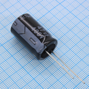 SK400M470J26TKKKS00R, Конденсатор алюминиевый электролитический 47мкФ 400В ±20% (16х26мм) радиальный, шаг 7.5мм 395мА 2000час 105°C россыпь