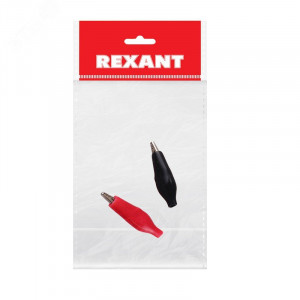 Зажим "крокодил" 5А 40мм в изоляторе (пакет Боб) (уп.2шт) 16-0001-9, Зажим "крокодил" 5А с защитным кожухом, цена за комплект красный и черный