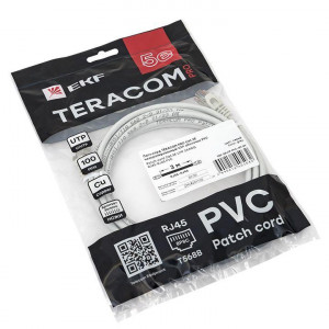 Патч-корд кат.5E UTP неэкранир. PVC 1Гбит/с 3м сер. TERACOM TRC-5EUTP-PVC-3M-GY