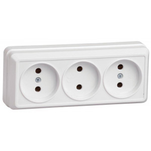 Розетка 3-м ОП Октава 10А IP20 без заземл. бел. ERO30-K01-10-DC