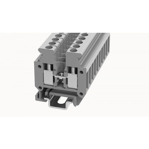 Проходная клемма (MINI) PCMB2.5-01P-11-00Z(H), Проходная клемма, MINI, боковой подвод кабеля, 2 точки подключения, тип фиксации провода: винтовой, номинальное сечение: 2,5 мм кв., 24A, 500V, ширина: 5,2 мм, цвет: серый, тип монтажа: DIN15, зажимная клетка: латунь