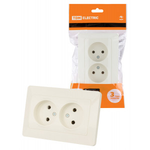 Розетка двойная 2П 10А 250В сл. кость "Ильмень" SQ1823-0111