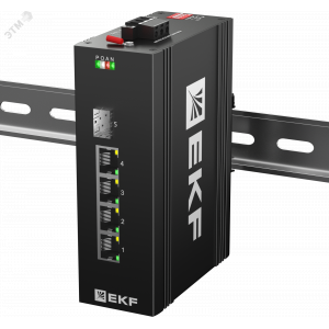 Промышленный неуправляемый коммутатор U-1GX/SFP-4GTP, 1 порт 1000Base-X SFP, 4 порта 10/100/1000Base-T(X) RJ45 c PoE, монтаж на динрейку TSX EKF [TSX-U-1GX/SFP-4GTP]