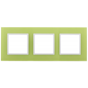 14-5103-26 Рамка на 3 поста, стекло, Elegance, лайм+бел (5/25/900) Б0034516