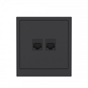 Компьютерная розетка RJ-45 без шторки, кат.5е двойная, KANT, черный уголь 7012664