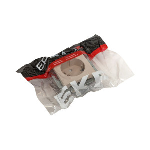 Механизм розетки, 16А, с заземлением, со шторками, кремовый Эпика EKF UP1-SOI-111