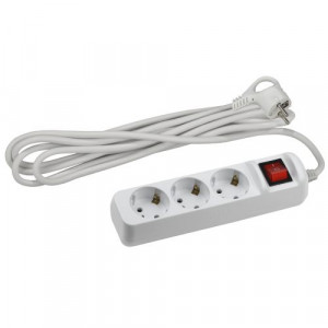 Удлинитель 3х3м с заземл. 10А IP20 UX-3es-3m ПВС 3х0.75 с выкл. Б0035751