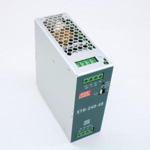 XTR-240-48, Преобразователь AC-DC 3ф на DIN-рейку 240Вт, выход 48В/5A (пиковый 7.5А), рег. вых 48…55В, вход 320…600В AC, 47…63Гц /450…800В DC, DC OK, изоляция 4870В AC, 48х125,2х125мм, -40…+85°С, возможность параллельного подключения