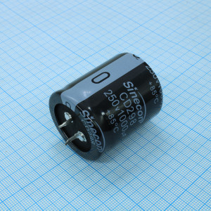 LGF102M2E3540CZVG2S00, Конденсатор алюминиевый  электролитический 250В 1000мкФ ±20% (35 X 40мм) защелкиваемые выводы 10мм 0.139Ом 1.5А 8000час 85°С