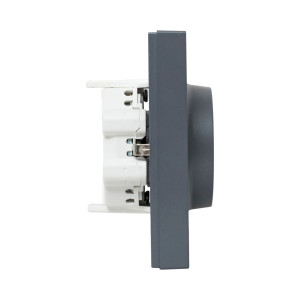 Механизм розетки двойной, 16А, с заземлением, со шторками, с рамкой, графит Эпика EKF UP1-SOG-211