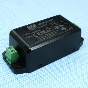 MPM-30-5ST, AC-DC med, 30Вт, вход 80...264В AC 47...440 Гц, выход 5В/6А, изоляция 4000В AC, в корпусе на шасси, 91x39.5x28.5мм, -40...+85°C, винтовые зажимы