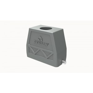 Крышка разъема D16B-TEH-2g-M40, Крышка разъема на кабель, типоразмер 16B, высокое исполнение, без уплотнителя, 1 отверстие с резьбой для кабельных вводов M40x1,5, с верхним расположением, без защелки (упоры под одну защелку), материал корпуса: алюминиевый сплав