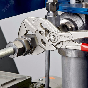 Клещи переставные-гаечный ключ, зев 27 мм, длина 150 мм, хром, обливные ручки KN-8603150