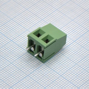 DG128-5.0-02P-14-00A(H), Винтовой клеммный блок c рельефной обоймой, 2 контакта шаг 5.0мм зеленый