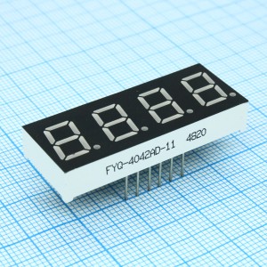 FYQ-4042AD-11, 4-х разрядный индикатор 10,16мм/красный/660нм/20-30мкд/ОК