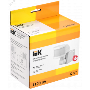 Детектор движения ДД 018 1100Вт угол обз. 270град. 2 полюс. дальн. 12м IP44 бел. LDD10-018B-1100-001