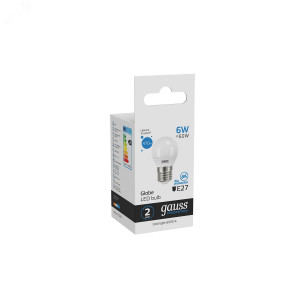 Лампа светодиодная Elementary 6Вт P45 шар 6500К холод. бел. E27 470лм 53236