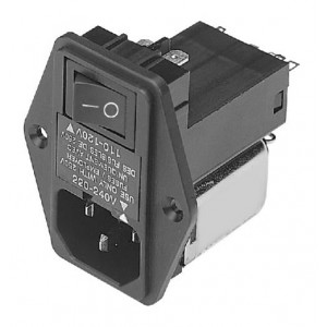 06SB3, Модули подачи электропитания переменного тока IEC Filter, Compact, Single, 250VAC, 6A, Screw Mounting, N/A-Lug