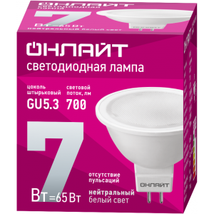 Лампа светодиодная 71 641 OLL-MR16-7-230-4K-GU5.3 7Вт 4000К нейтр. бел. GU5.3 480лм 220-240В 71641