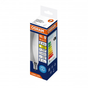 Лампа светодиодная 10Вт 806Лм 2700К Е14 свеча 170-250В OSRAM LONG LIFE 4099854186813
