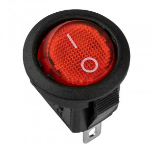 Выключатель клавишный круглый 250В 3А (3с) ON-OFF красн. с подсветкой Micro (RWB-106 SC-214) (инд. упак.) 36-2530-1, Переключатель ON-OFF с подсветкой 6A 250VAC 10000 циклов круглая кнопка красная