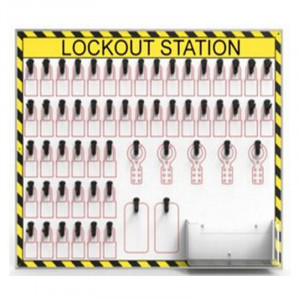 gwrB7-5, Станция блокировочная открытая на 50 замков, замковые множители и бирки, пластик, 800х650 мм, цвет – белый, 1 шт/упак