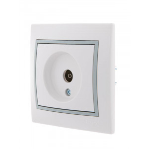 Розетка телевизионная оконечная TV СП Mira 16А IP20 с сер. вставкой бел. 701-0215-130