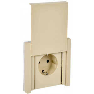 FORTE&PIANO Розетка 1-местная с заземлением с защитными шторками и крышкой безвинтовое крепление 16А IP44 FP419 ваниль IEK FP-R16-16-1-44-K10