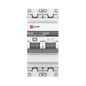 Автоматический выключатель 2P 3А (C) 6кА ВА 47-63 DC PROxima mcb4763-DC-2-03C-pro
