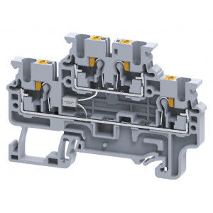 Этажная клемма CPDL2.5(E)TS1, Этажная клемма, 2 этажа, с датчиком температуры, тип фиксации провода: Push-in, номинальное сечение: 2,5 мм кв., 1000V, ширина: 5 мм, цвет: серый, тип монтажа: DIN35