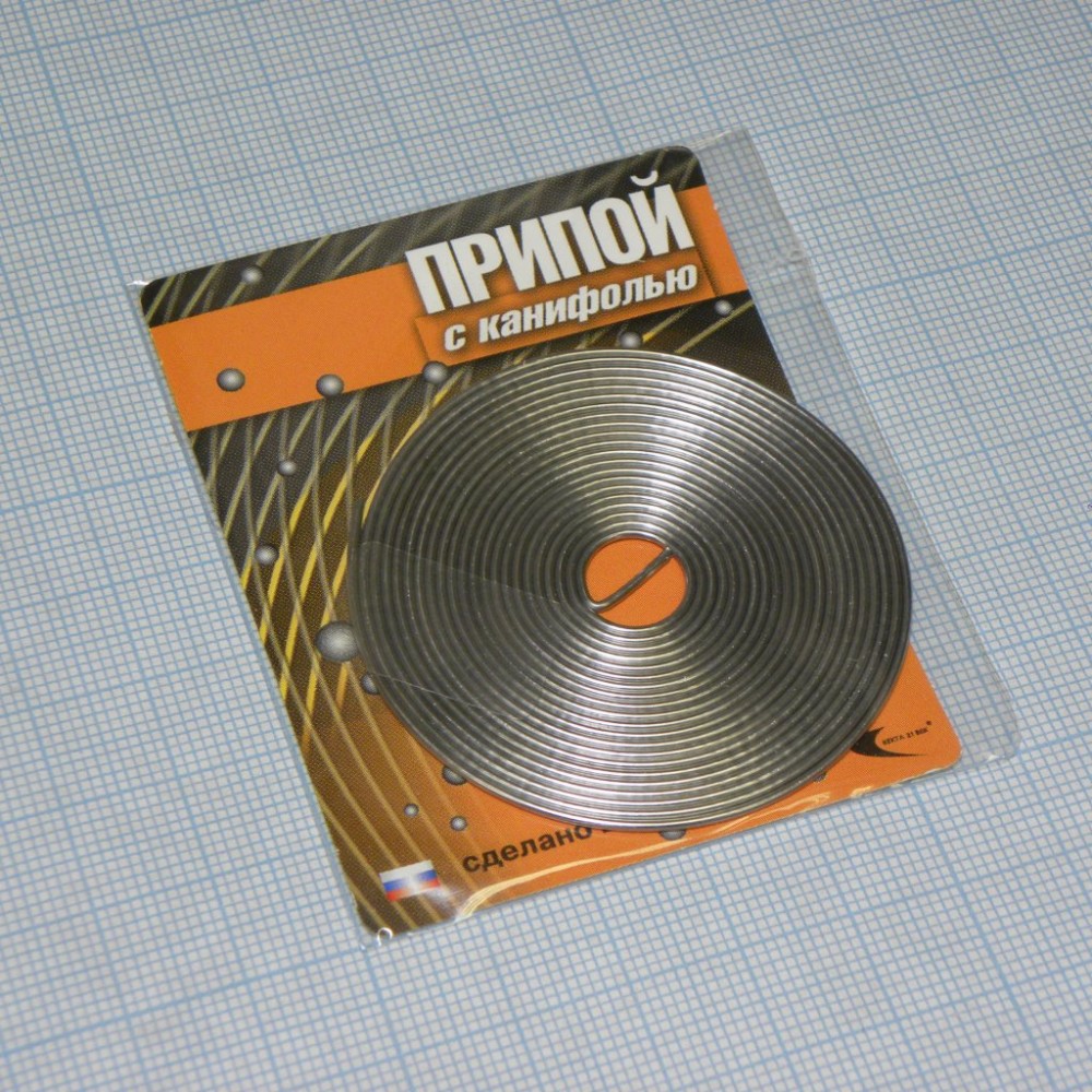 Изображение товара Припой ПОС-61 1.0мм 2 метра для пайки электронных компонентов