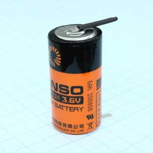 ER26500M/T, Li, SOCl2 батарея типоразмера C, 3.6 В, 6 Ач, плоские радиальные выводы, -55...85 °C