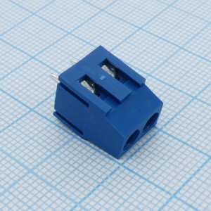 DG500-5.0-02P-12-00A(H), Винтовой клеммный блок c рельефной обоймой, 2 контакта шаг 5.0мм синий