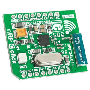 MIKROE-1304, nRF C click, Радиомодуль (приемопередатчик) 2.4ГГц, скорость