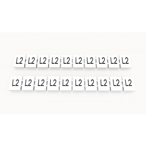 Маркировка (в кассетах) ZB8-10P-19-70Z(H), Кассета с маркировочными шильдиками, для клемм сечением 6 мм.кв., верхняя, 10 шильдиков, нанесенные символы: L2, с вертикальным расположением, размер шильдика: 7,45 x 10,7 мм, цвет: белый