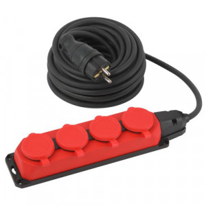 Удлинитель силовой UK-4e-3x1.5-10m-IP44(KG) с заземлением 4 розетки каучук 10м КГ 3х1.5кв.мм IP44 Б0057586