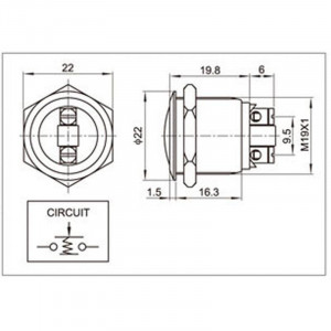 Кнопка антивандальная 19 Б/Фикс (2с винт) OFF-(ON) сфера (PBS-28В, A19-A2) 36-3410