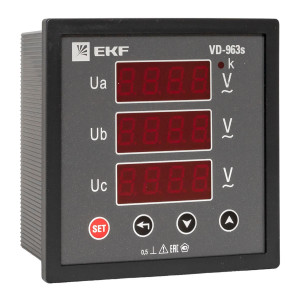 Вольтметр VD-963s цифровой на панель 96x96 (квадратный вырез) трехфазный в коротком корпусе EKF PROxima VD-963s