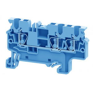 Проходная клемма CX2.5/3BU, Проходная клемма, тип фиксации провода: пружинный, номинальное сечение: 2,5 мм кв., 24A, 1000V, ширина: 5 мм, цвет: синий, тип монтажа: DIN35