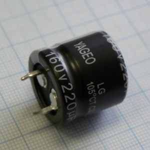 LG160M0220BPF-2220, С защёлкиваемыми выводами 160V  220uF ±20%, стандартные, 2000часов, -20...+105°С