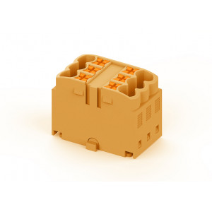 Проходной блок TPA2.5-6-OG, Проходной блок, 6 точек подключения, тип фиксации провода: push-in, номинальное сечение: 2,5 мм кв., 24A, 450V, цвет: оранжевый
