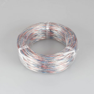 Провод питания ARL-20AWG-CLEAR-2Wire-CU-Double (2x0.75mm) 040588, Шлейф для питания и управления одноцветными светодиодными лентами. 2 проводника, калибр проводника 20AWG, сечение проводника 0.52 мм2, проводник из луженой меди, внешняя оболочка из прозрачного ПВХ, внутренняя из цветного ПВХ согласно маркировке