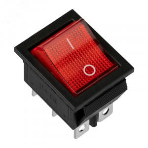Выключатель клавишный 250В 15А (6с) ON-ON красн. с подсветкой (RWB-506 SC-767) (инд. упак.) 36-2350-1, Выключатель клавишный с подсветкой ON-ON (6c) 15А 250В