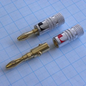 Щуп BANANA без пайки Gold металл тип1, Штекер BANANA без пайки ( под винт ), металлический серебристый кожух.